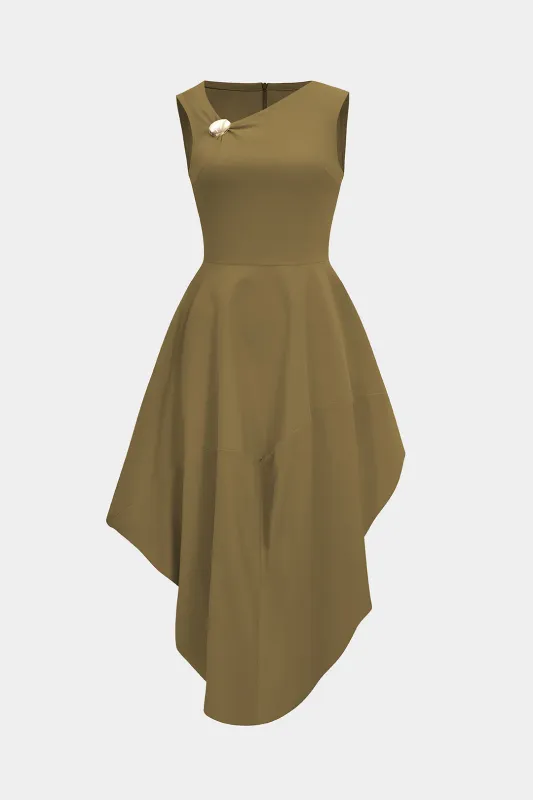 Asymmetrical Metallic Decor Sleeveless Maxi Dress sold by Micas