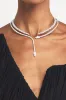 Double-Layer Rhinestone Leaf Shape Necklace sold by Micas