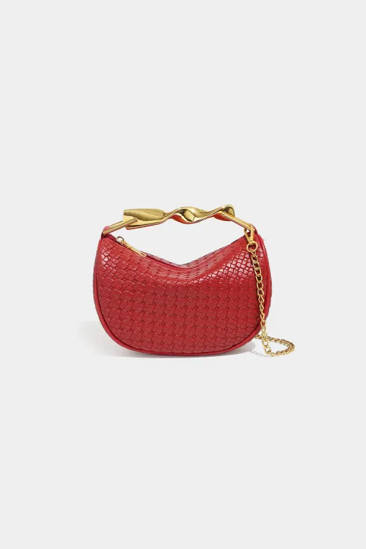 Straw Woven Metallic Chain Strap Tote Bag sold by Micas