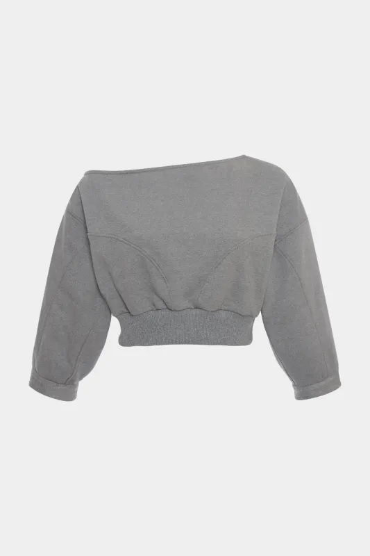 Solid Asymmetrical Neck Sweatshirt sold by Micas