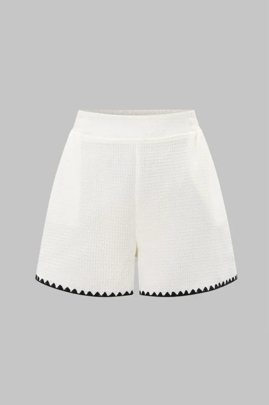 Texture Color-Block Piping Shorts sold by Micas