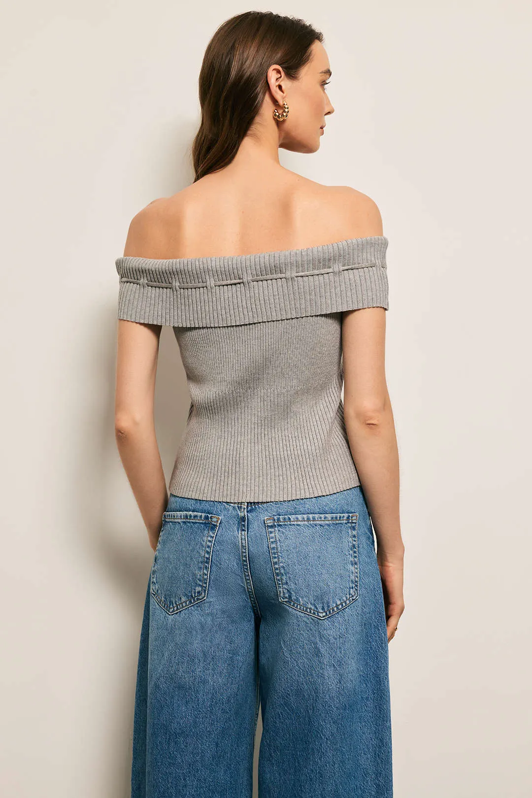 Knit Off Shoulder Bow Tie-Up Top sold by Micas product image thumbnail 4