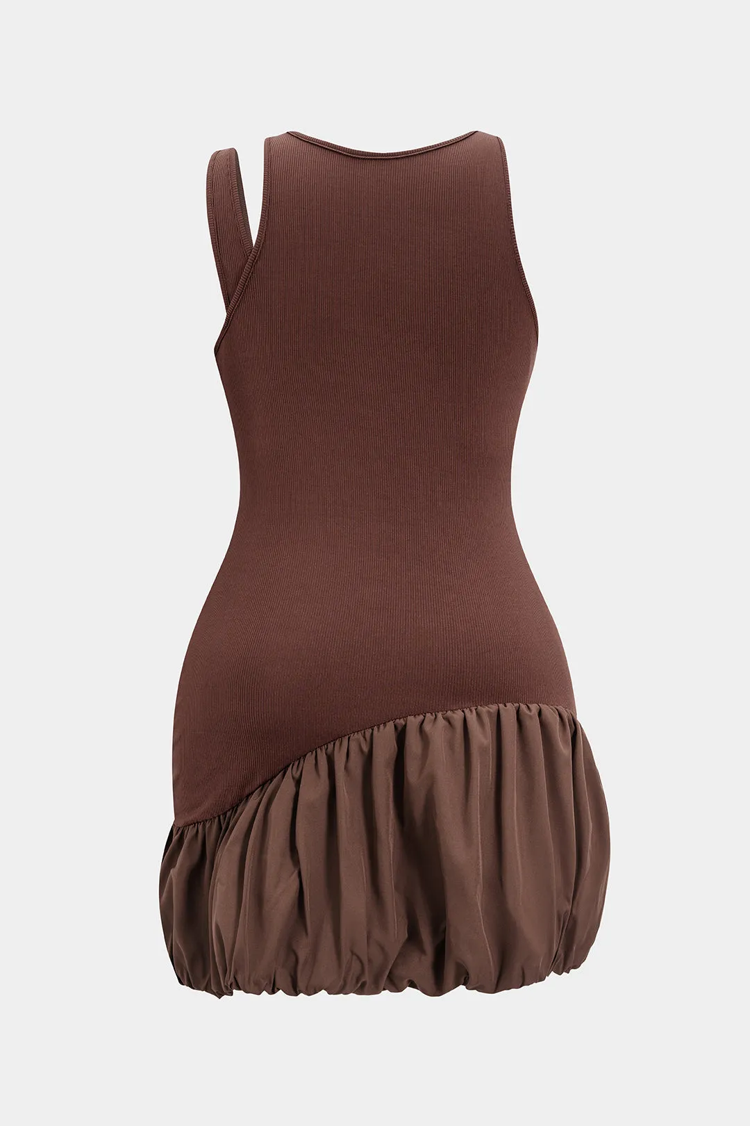 Plus Size Asymmetrical Patchwork Ruched Sleeveless Mini Dress sold by Micas product image thumbnail 2