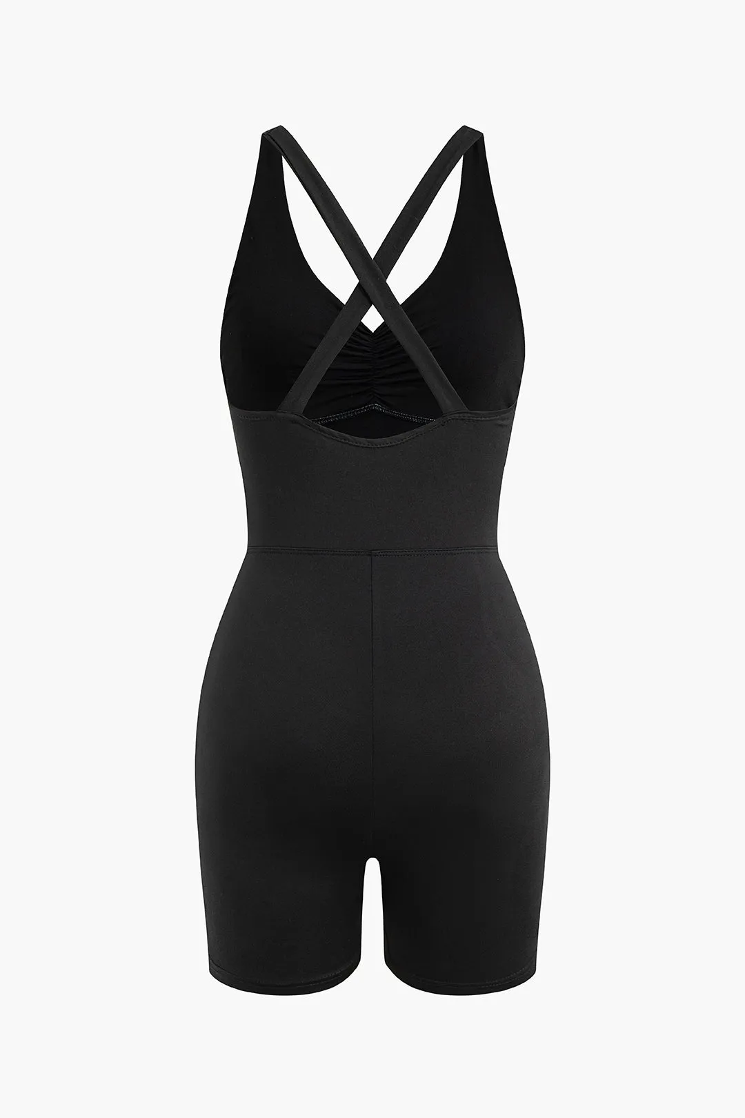 Crossed Straps Ruched Sleeveless Romper sold by Micas product image thumbnail 2