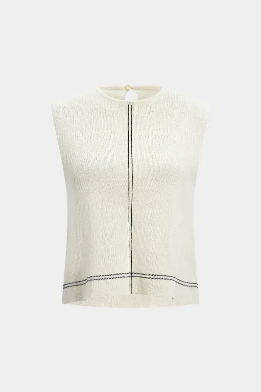 Knit Hollow Out Contrast Tank Top sold by Micas