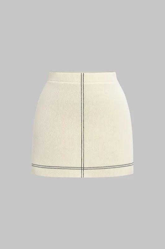 Knit Contrast Mni Skirt sold by Micas