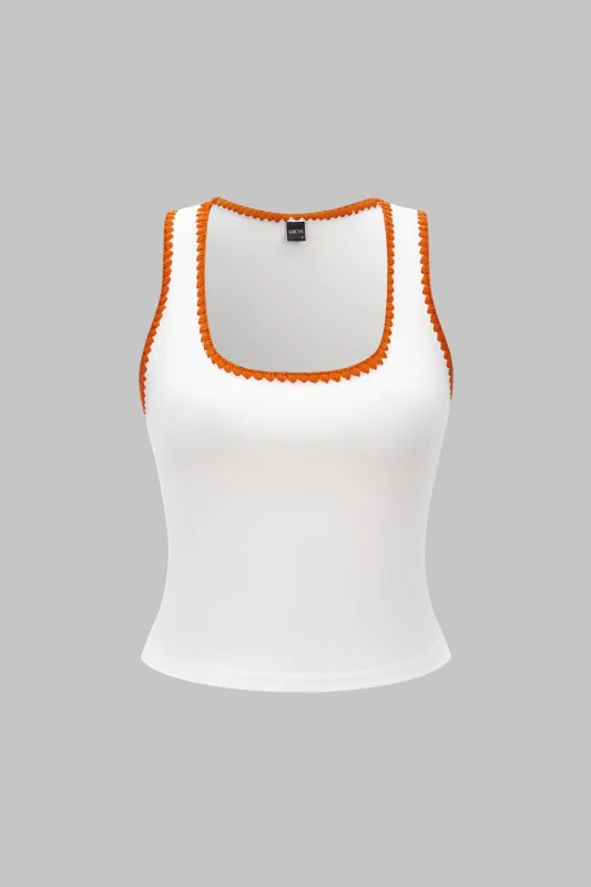 Contrast  Square Neck Tank Top sold by Micas