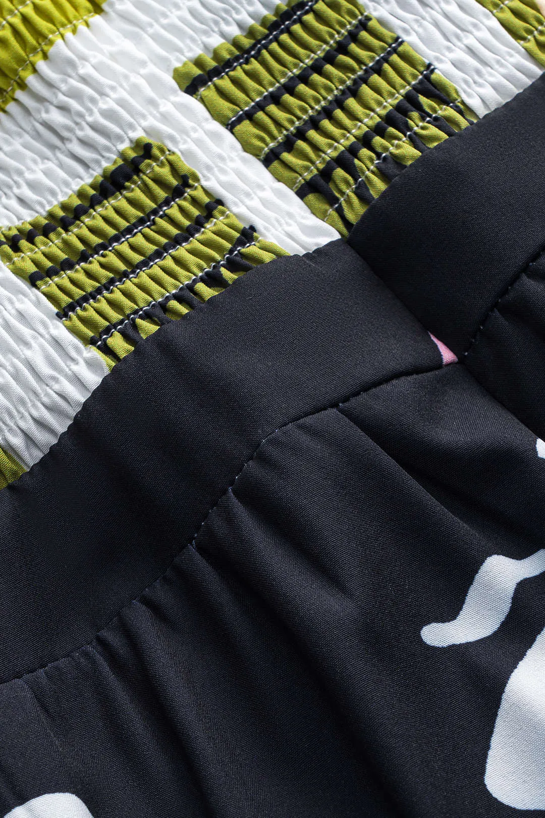 Contrast Print Tie Front Smocked Slip Sleeveless Jumpsuit sold by Micas product image thumbnail 5