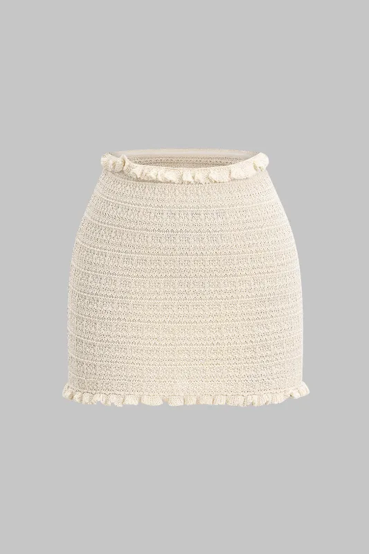 Knit Ribbed Ruffle Mini Skirt sold by Micas