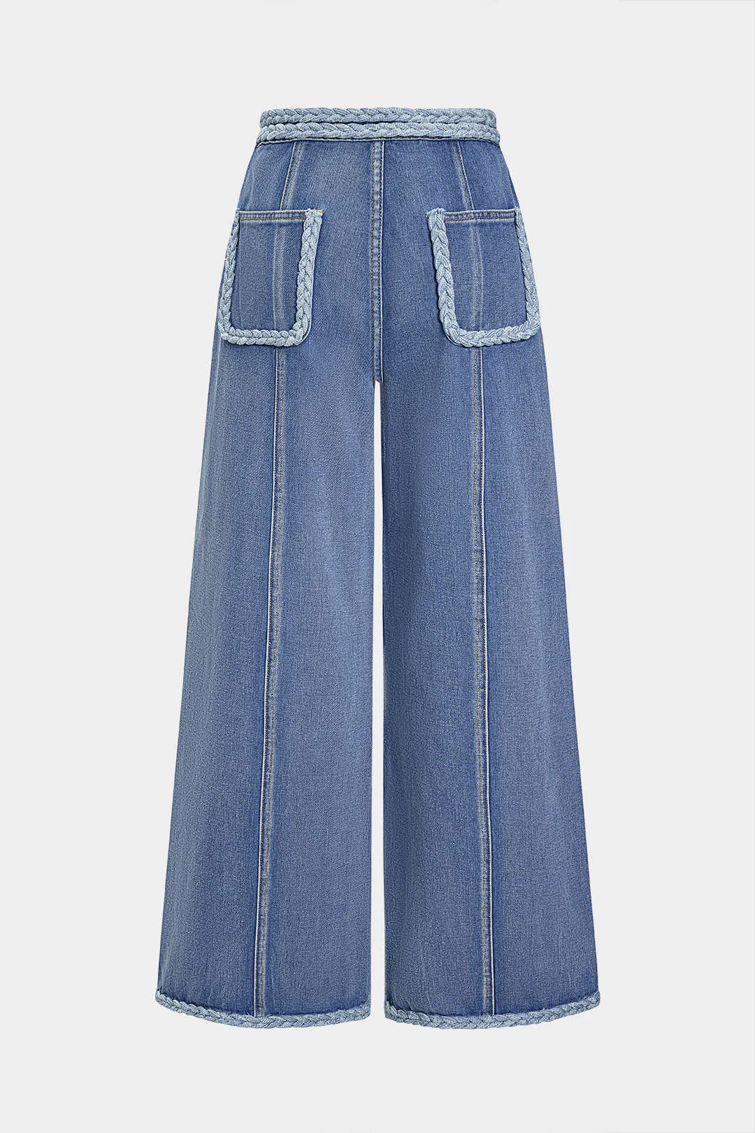 Denim Pocket Braided Wide Leg Jeans sold by Micas product image thumbnail 2