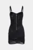Asymmetrical Ruched Mesh Sleeveless Mini Dress sold by Micas