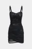 Asymmetrical Ruched Mesh Sleeveless Mini Dress sold by Micas