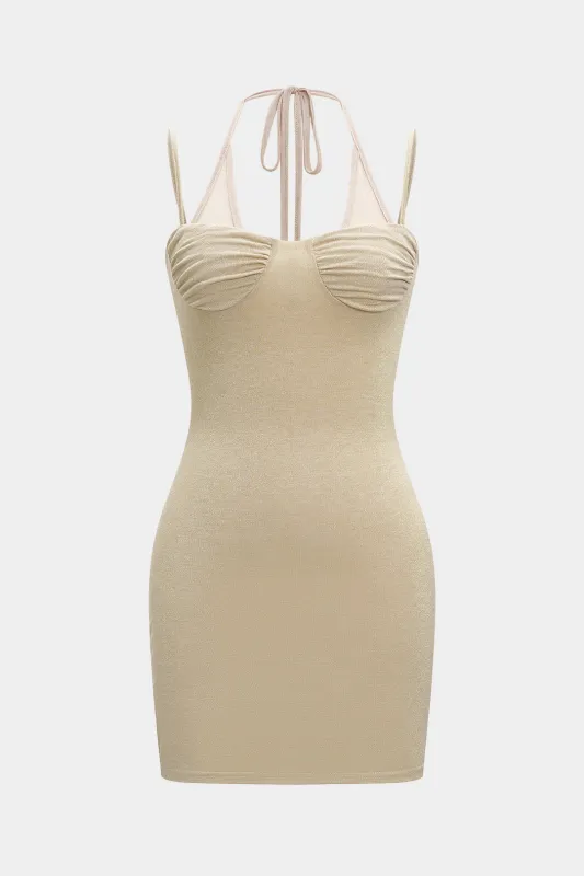 Halter Neck Tie-Up Backless Slip Mini Dress sold by Micas