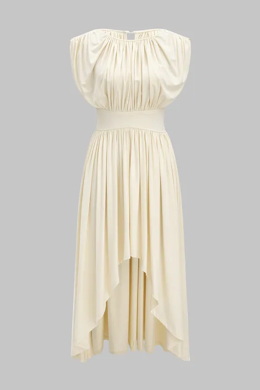 Ruched Ruffle Hem Sleeveless Midi Dress sold by Micas