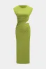 Cut Out Round Neck Ruched Sleeveless Maxi Dress sold by Micas