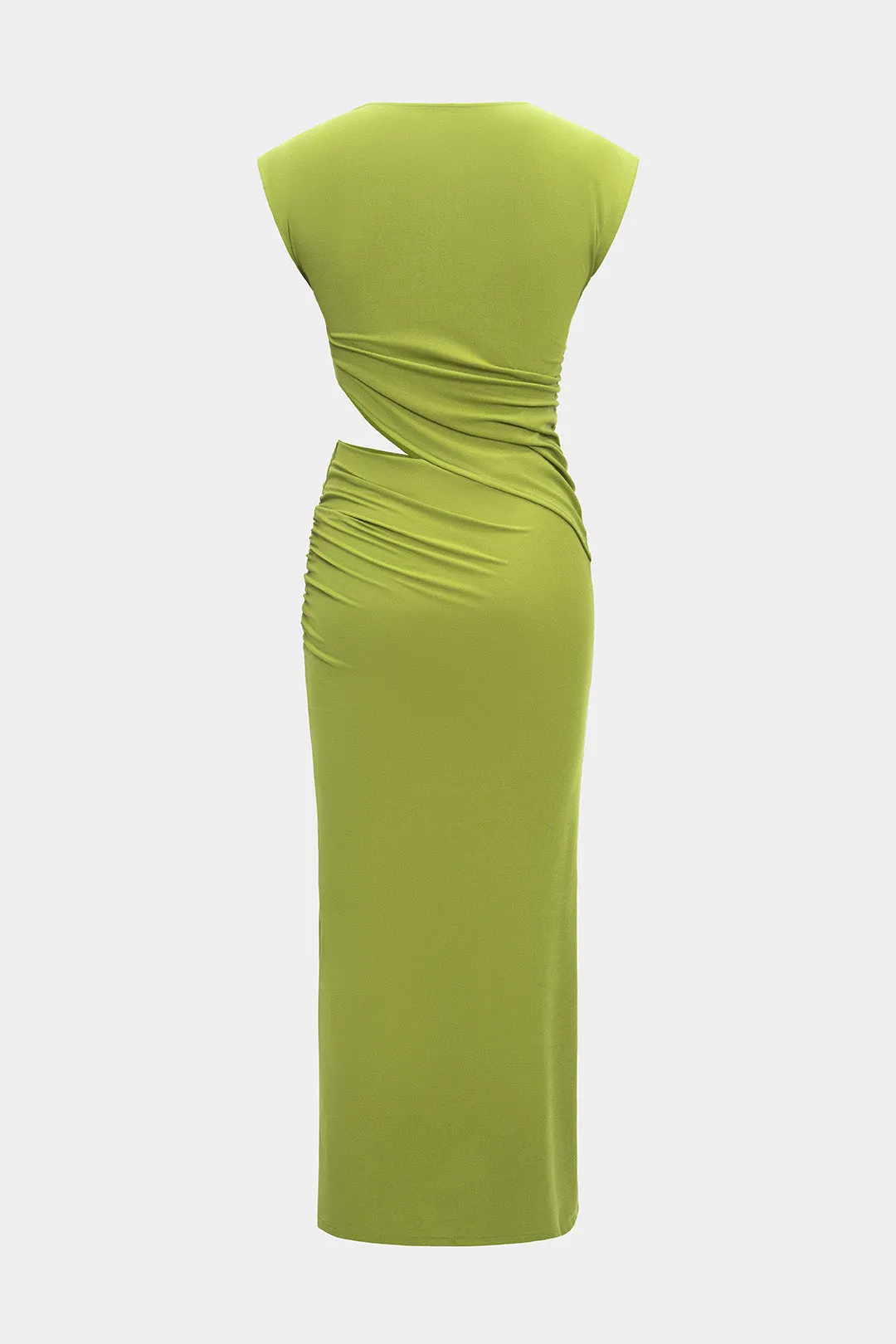 Cut Out Round Neck Ruched Sleeveless Maxi Dress sold by Micas product image thumbnail 2