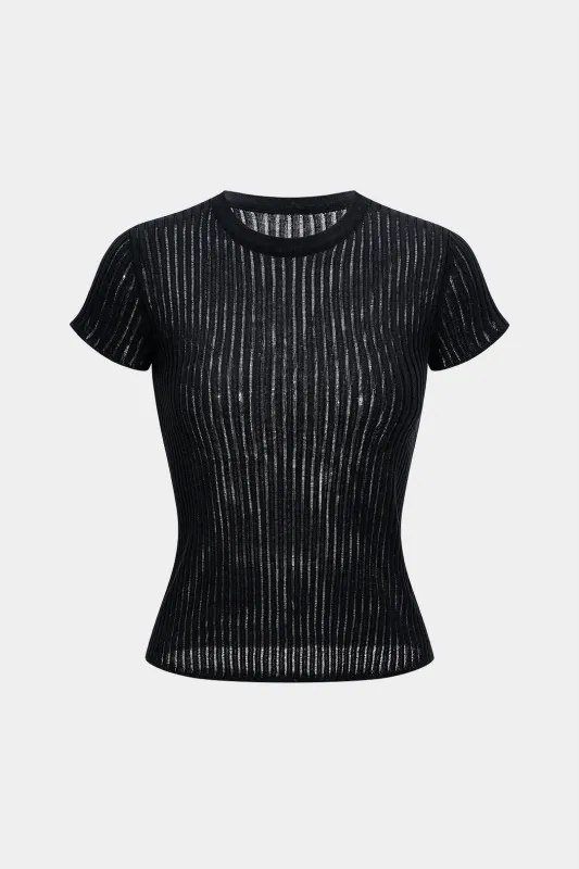 Knit Round Neck Short Sleeve T-Shirt sold by Micas