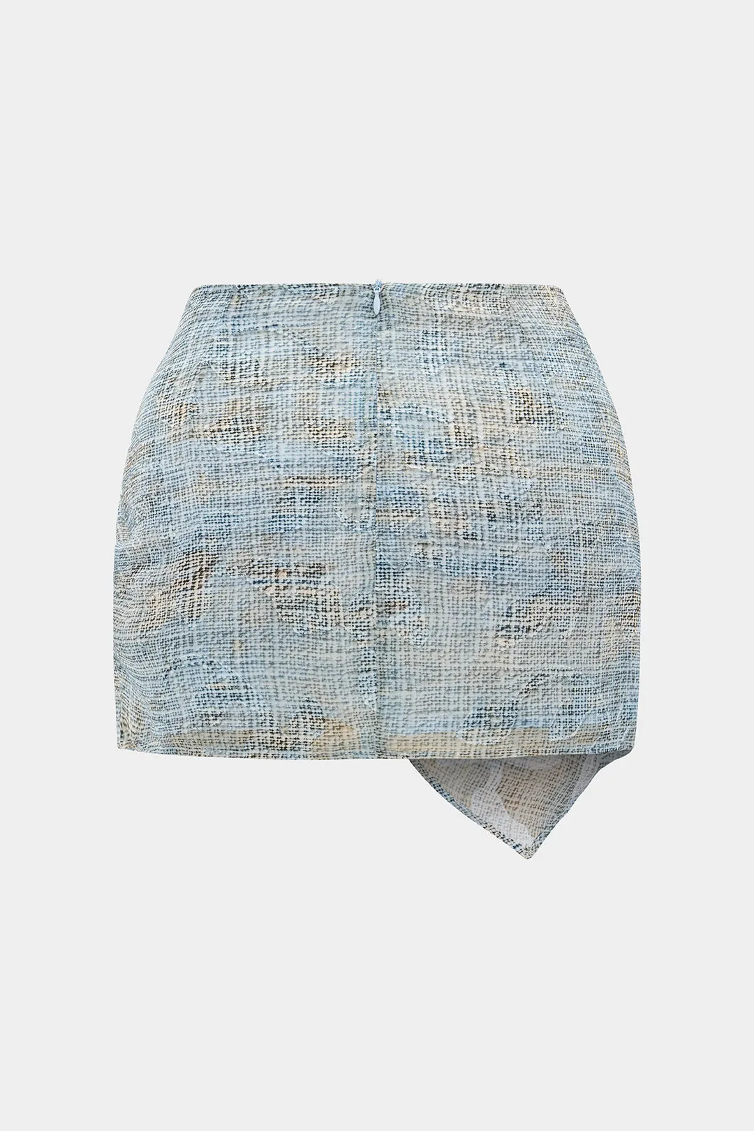 Plus Size Abstract Print Chiffon Metallic Decor Ruched Zipper Skirt sold by Micas product image thumbnail 2