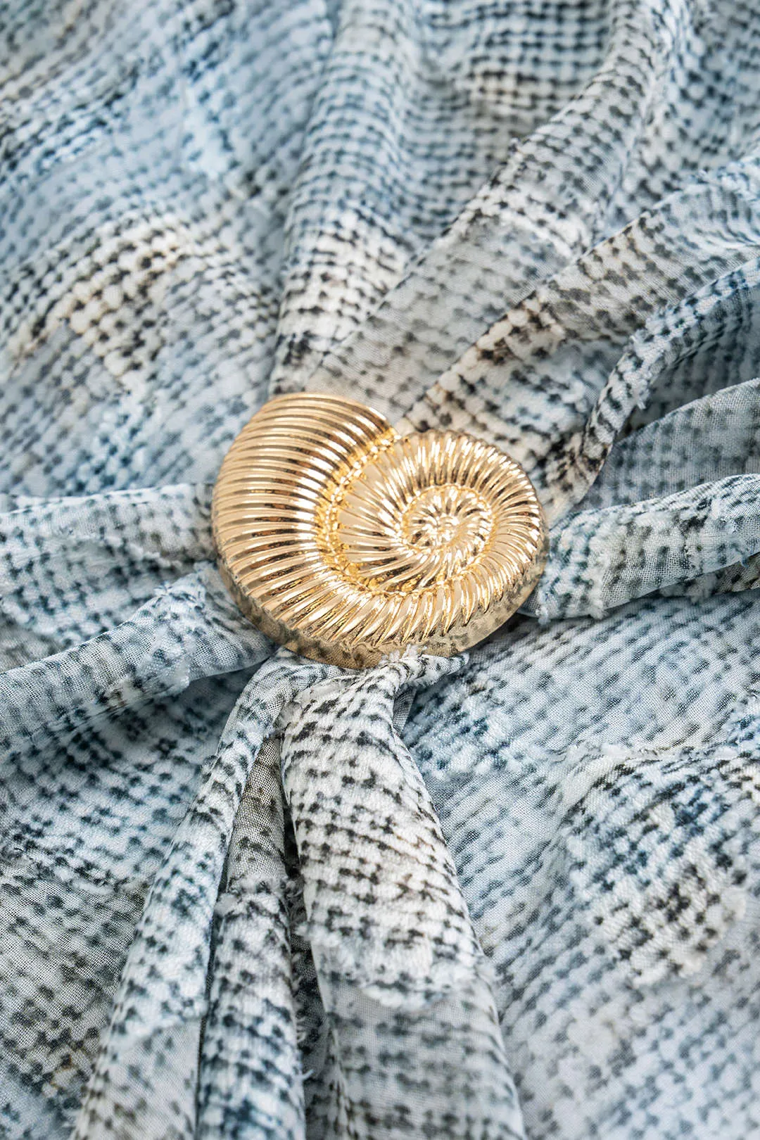 Plus Size Abstract Print Chiffon Metallic Decor Ruched Zipper Skirt sold by Micas product image thumbnail 3