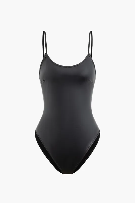 Faux Leather Slip Sleeveless Bodysuit sold by Micas