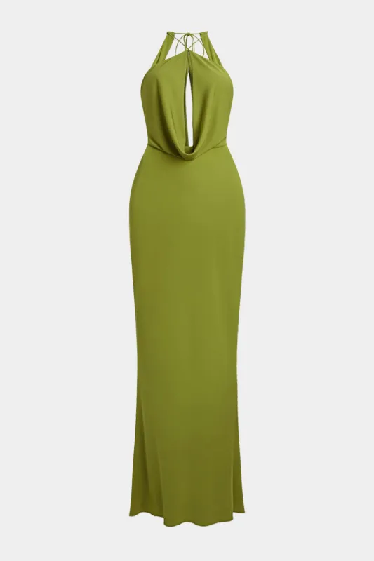 Tie-Up Ruched Backless Sleeveless Maxi Dress sold by Micas