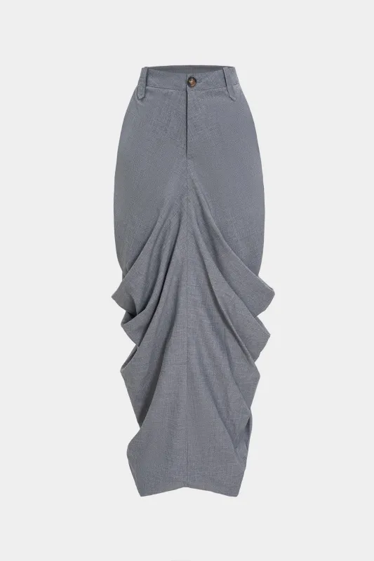 Linen Pleated Side Slit Skirt sold by Micas