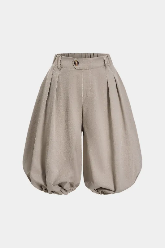 Solid Ruched Lantern Shorts sold by Micas