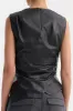Faux Leather Ruched Zipper Tank Top sold by Micas