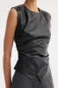 Faux Leather Ruched Zipper Tank Top sold by Micas