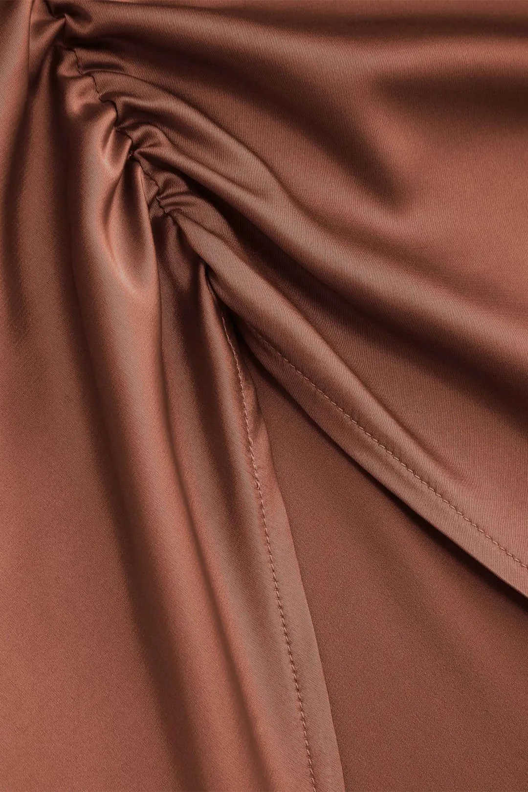 Satin Halter Neck Backless Ruched Cami Top And Pleated Zipper Skirt Set sold by Micas product image thumbnail 4