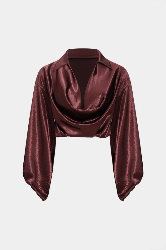 Satin Cowl Neck Long-Sleeve Top sold by Micas