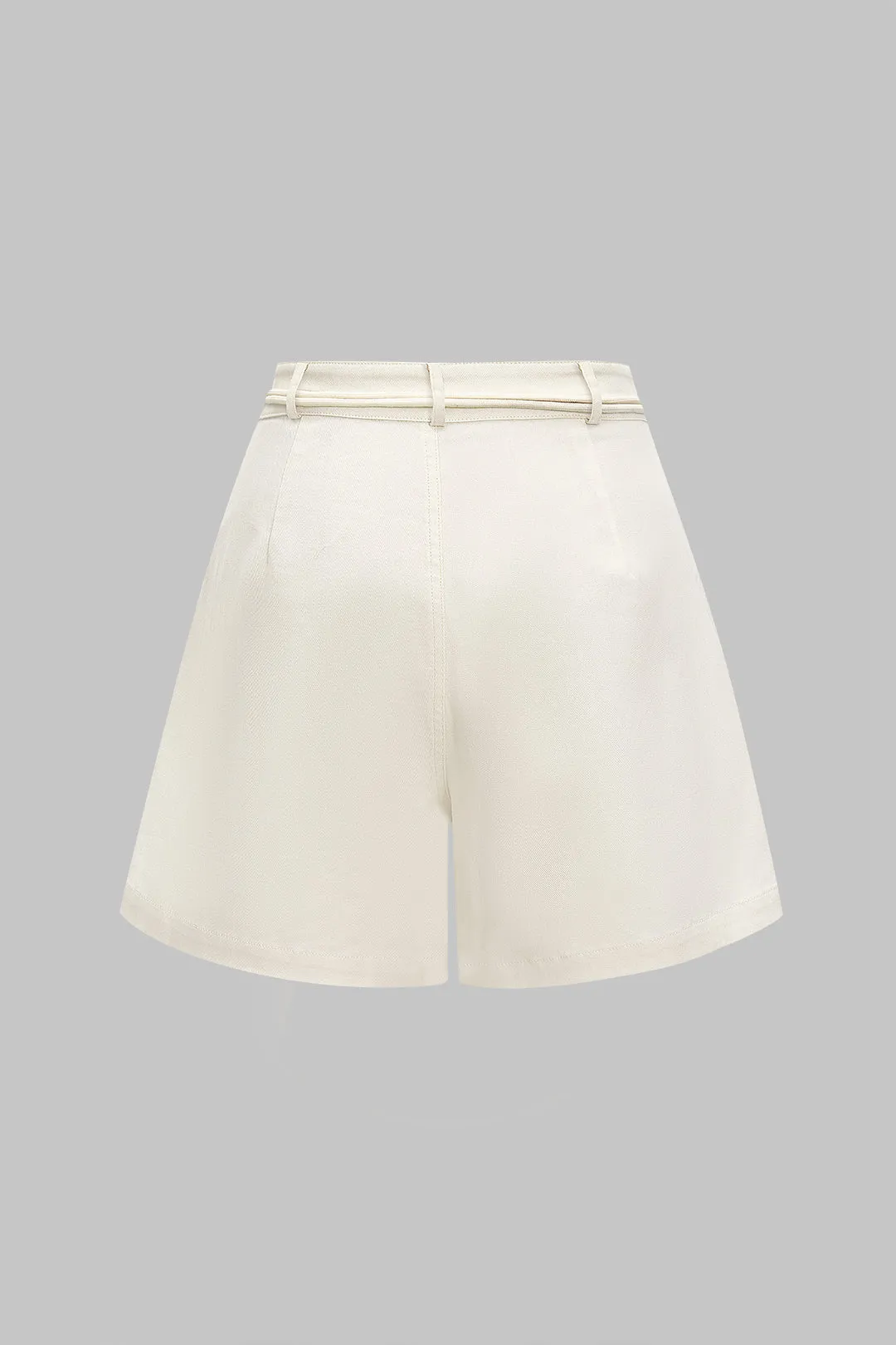 Linen Pocket High Waist Beaded Belted Shorts sold by Micas product image thumbnail 2