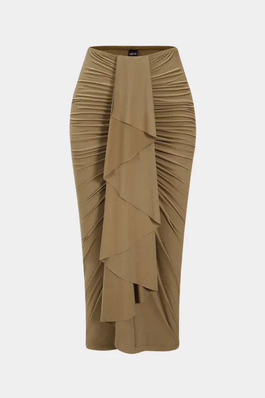 Solid Pleated Ruffle Skirt sold by Micas