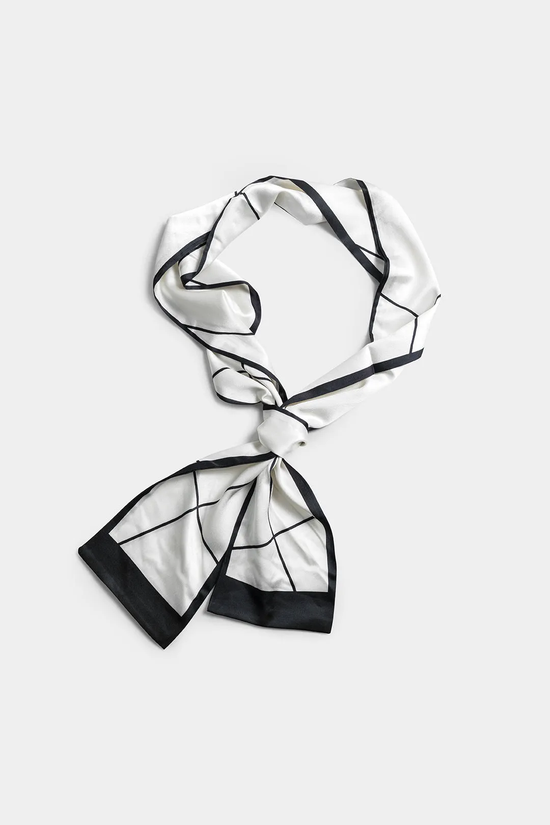 Silk Geometric Print Contrast Scarf sold by Micas