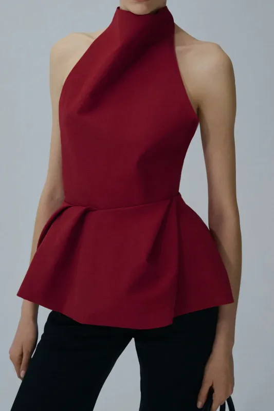 Asymmetrical Ruched Backless Cami Top sold by Micas