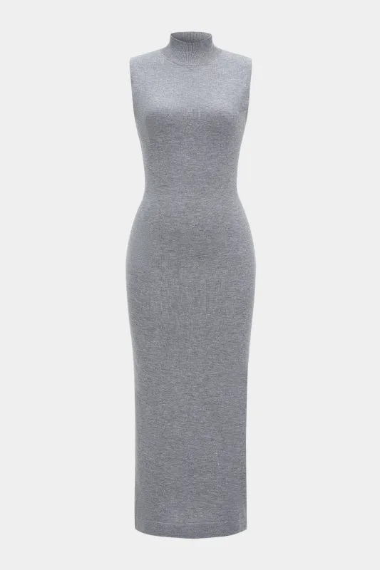 Knit Solid High Neck Sleeveless Dress sold by Micas