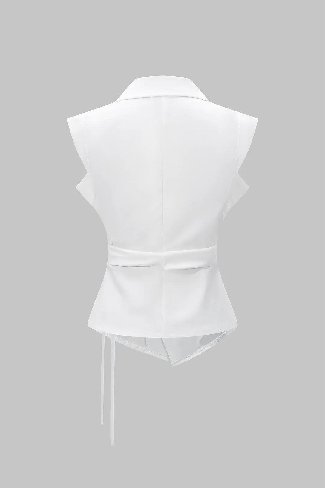 Asymmetrical Button Tie Front Short-Sleeve Shirt sold by Micas product image thumbnail 2