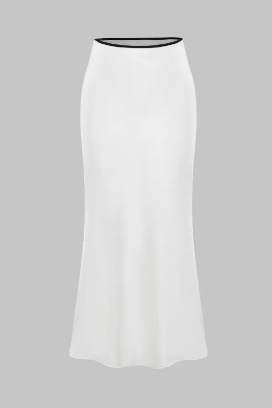 Satin Contrast Binding Skirt sold by Micas