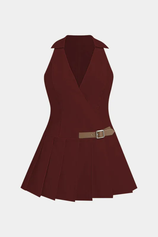 Plus Size Pleated Patchwork Sleeveless Mini Dress sold by Micas