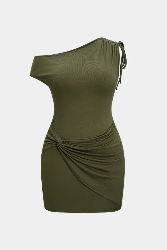 Plus Size Twist Knot Asymmetrical Tie-Up Sleeveless Mini Dress sold by Micas