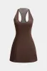 Solid V-Neck Sleeveless Mini Dress sold by Micas