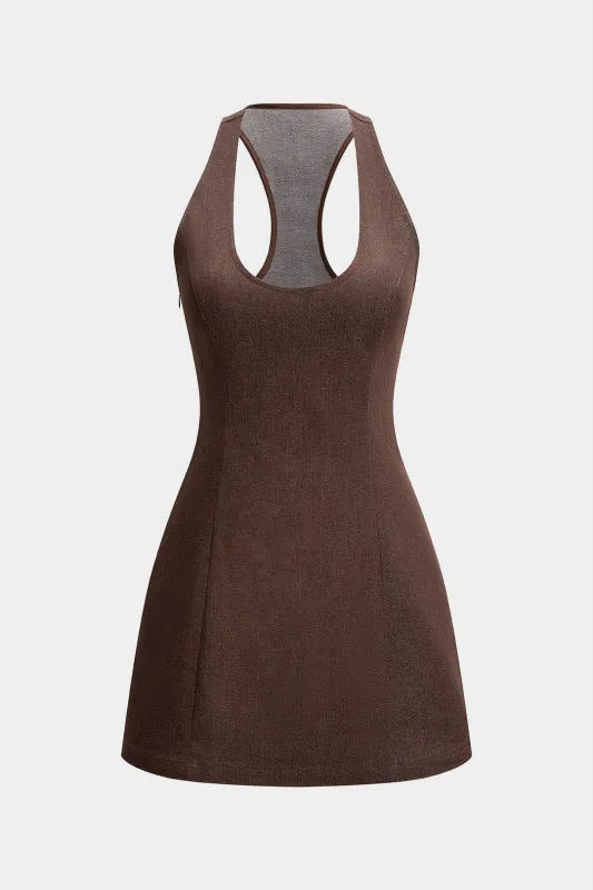Solid V-Neck Sleeveless Mini Dress sold by Micas
