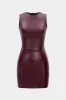 Faux Leather Ruched Sleeveless Mini Dress sold by Micas