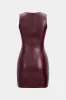 Faux Leather Ruched Sleeveless Mini Dress sold by Micas
