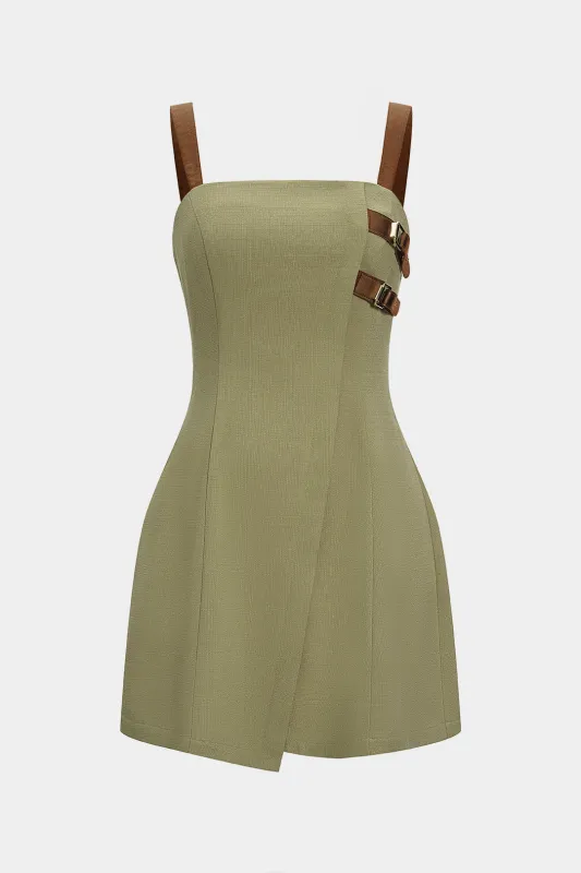 Asymmetrical Patchwork Zipper Slip Sleeveless Mini Dress sold by Micas