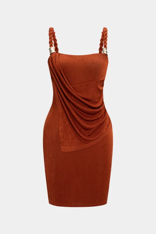 Metallic Ruched Twist Knot Slip Sleeveless Mini Dress sold by Micas