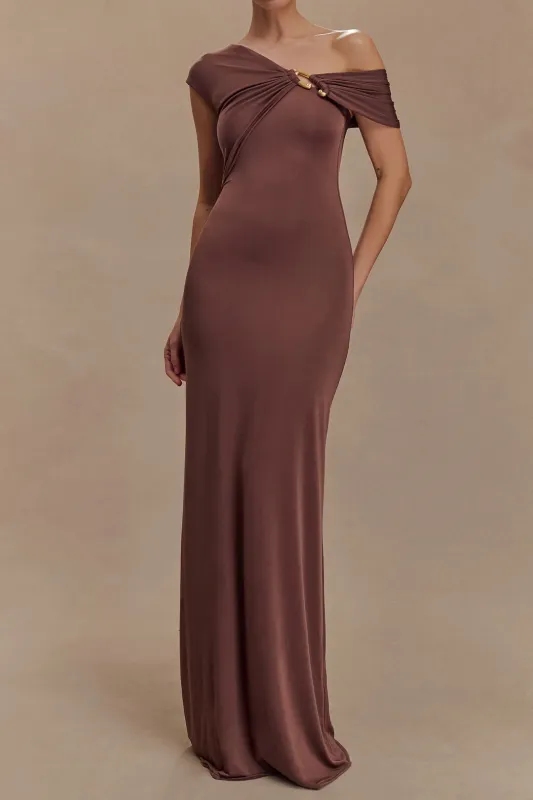 Metallic Decor Ruched Sleeveless Maxi Dress sold by Micas