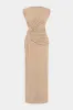 Twist Knot Asymmetrical Ruched Sleeveless Maxi Dress sold by Micas