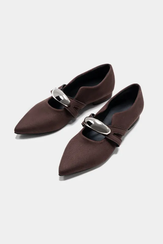 Metallic Buckle Pointed Flats sold by Micas