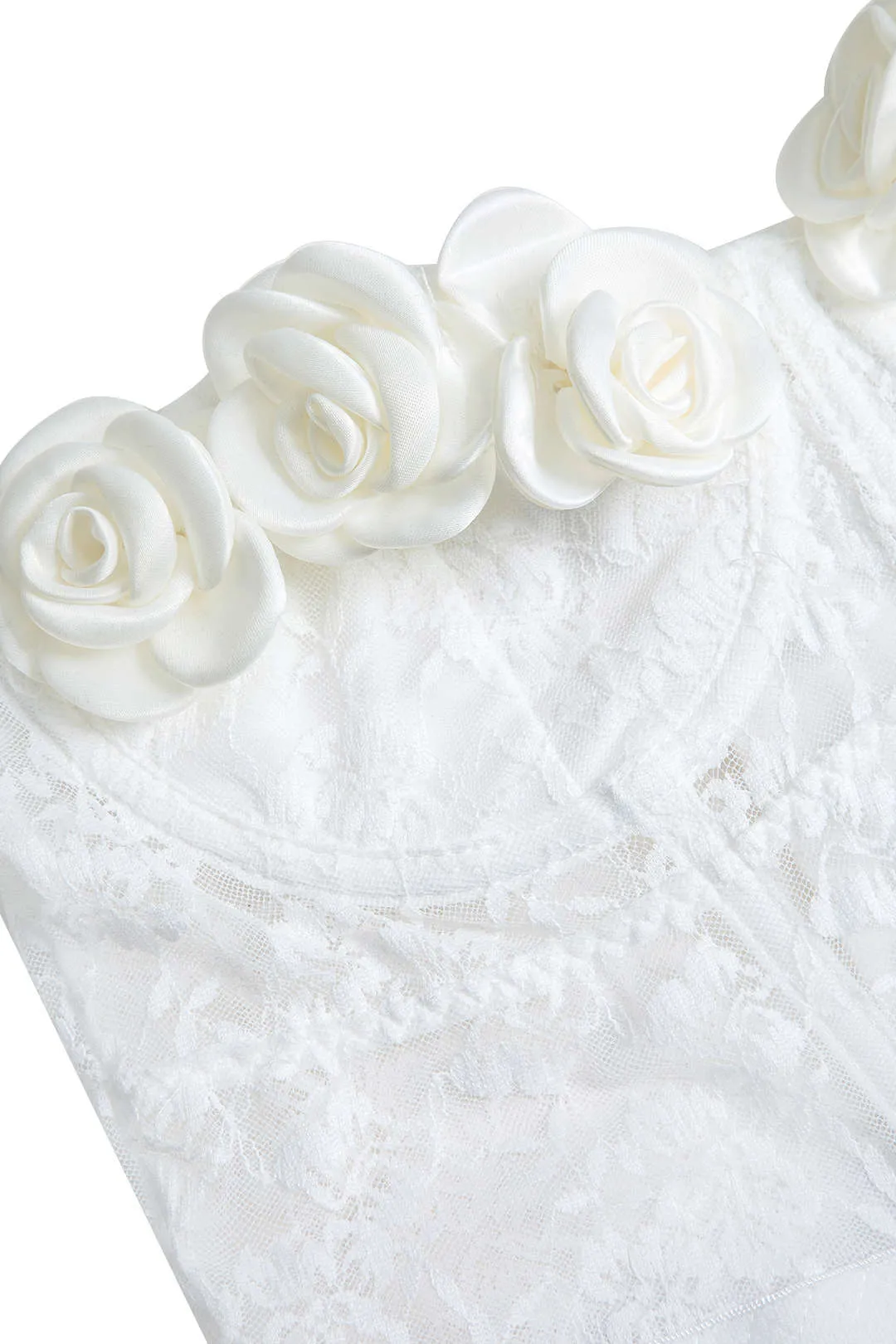 3D Floral Decor Lace Patchwork Strapless Tube Top sold by Micas product image thumbnail 3